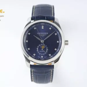 Master Moonphase SS APSF 1:1 Best Edition Blue Diamonds Dial on Blue Leather Strap AL899