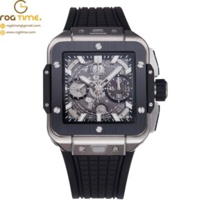 Square Bang Unico 42mm Titanium/Ceramic BBF 1:1 Best Edition Skeleton Dial on Black Rubber Strap A1280