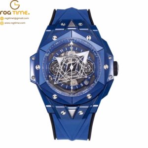 Big Bang Sang Bleu II 45mm Blue Ceramic BBF 1:1 Best Edition Skeleton Dial on Blue Rubber Strap A1240