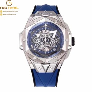 Big Bang Sang Bleu II Chrono Ti BBF Best EditionSS Bezel Blue Dial on Blue Rubber Strap HUB1240