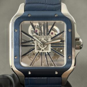 Santos De Cartier 40mm SS/LE Blue Skeleton Dial RICHF V2 9611MC Super Clone